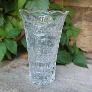 Vase Kristallglas 18 cm Wellenrand 60er 70er Jahre Bild 2