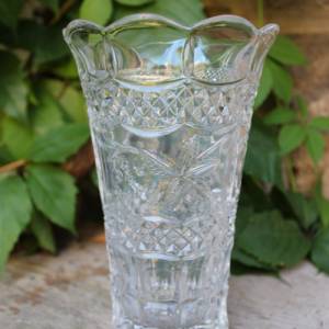 Vase Kristallglas 18 cm Wellenrand 60er 70er Jahre Bild 3