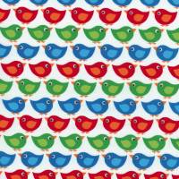 Westfalenstoffe Junge Linie weiß rot blau grüne Vögel 100% Baumwolle Webware Druckstoff Bild 1
