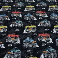 Stoff Baumwolle Jersey Burnout Monstertrucks Autos schwarz bunt Kinderstoff Kleiderstoff Meterware Bild 3