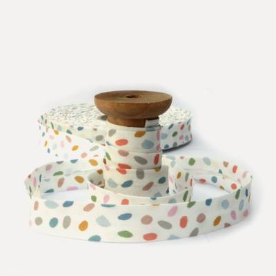 Westfalenstoffe Capri Schrägband weiße bunte Tupfen Baumwolle Webware Druckstoff