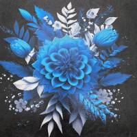 Kunstleder Panel, 30x30 cm, Blue Dahlia Bild 1