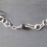 Wunderschöne Halskette mit Lavasteinen,Silberplättchen, versilbert Bild 3