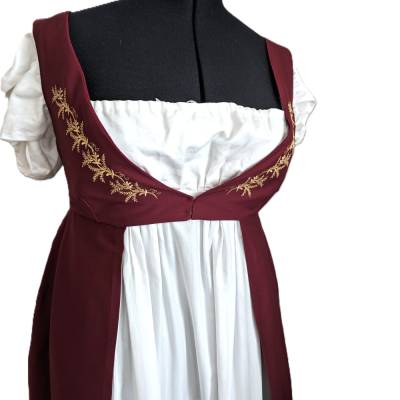 Open Robe Überkleid Regency aus Baumwollsatin mit Stickerei