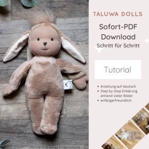 Nähanleitung HASI für eine Puppe nach Waldorfart, DIY Tutorial Hase von der Waldorfpuppe inspiriert, PDF Download Schnit Bild 1