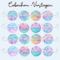 Cabochon Vorlagen -  Meerjungfrau Schuppen Muster - 10 mm, 12 mm, 14 mm und 25 mm Bild 3