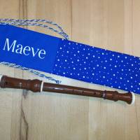 Flötentasche mit Namen, Flötenbeutel - Blau Dots personalisierbar (Einzelstück) Bild 1