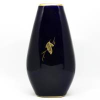 Blumenvase Vase klein Waldershof Bavaria Echt Cobalt Handarbeit 22 Karat Gold Bemalung Dunkelblau Floral Bild 2
