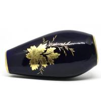 Blumenvase Vase klein Waldershof Bavaria Echt Cobalt Handarbeit 22 Karat Gold Bemalung Dunkelblau Floral Bild 3