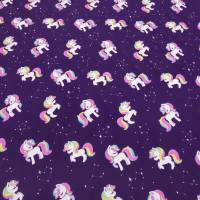 Stoff Baumwolle Jersey Einhorn Sterne lila weiß bunt Kinderstoff Kleiderstoff Meterware Bild 2