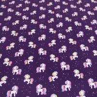 Stoff Baumwolle Jersey Einhorn Sterne lila weiß bunt Kinderstoff Kleiderstoff Meterware Bild 3