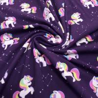 Stoff Baumwolle Jersey Einhorn Sterne lila weiß bunt Kinderstoff Kleiderstoff Meterware Bild 4