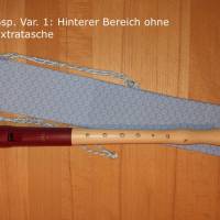 Flötentasche mit Namen, Flötenbeutel - Hellblau geblümt (mit optionalen Zubehörfach / Fütterung / Halskordel) Bild 3
