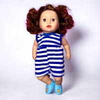 Entzückender gestreifter Jumpsuit für 43cm Puppe - Ein Must-Have für die Puppengarderobe! Bild 2