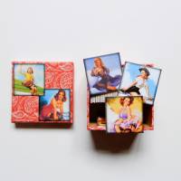 Handmade Legespiel für Erwachsene Pin Up Rockabilly  mit 24 Paare 48 Karten in schöner Schachtel Bild 1