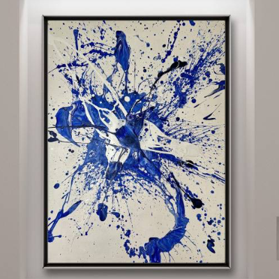 Abstraktes maritimes Acrylgemälde - Originale Kunst - 50x70cm - Wanddekor - Innendekoration - blau, weiß - Meer, Wasser