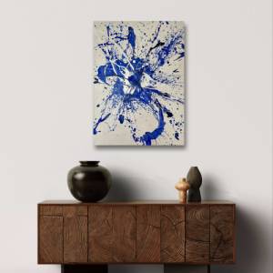 Abstraktes maritimes Acrylgemälde - Originale Kunst - 50x70cm - Wanddekor - Innendekoration - blau, weiß - Meer, Wasser Bild 3