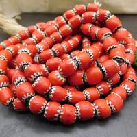 Chevron Perlen aus Java - rot mit schwarz und weiß - ganzer Strang - 58 Glasperlen Bild 9