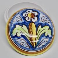 Kleine Keramik Deckeldose Handarbeit Floral Blumendekor Bunt 2005 Urlaubsmitbringsel für Krimskrams oder Schmuck Bild 1