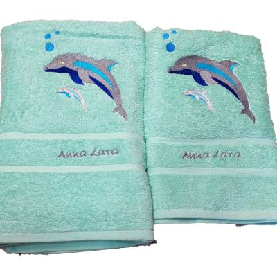 Handtuch und Duschtuch mit Waschhandschuh Bestickt personalisiert Koala