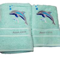 Handtuch und Duschtuch mit Waschhandschuh Bestickt personalisiert Koala Bild 2