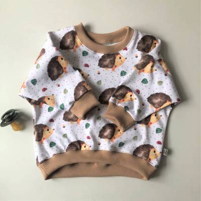 Langarmshirt Sweater Oversize IGELCHEN Größe 56 - 80 für Baby und Kind von zimtblüte