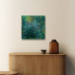 Original Kunstwerk, abstraktes Acrylbild „IN THE JUNGLE“ auf Leinwand | 50x50cm | fluoreszierendes Neon Spray | Wanddeko Bild 4