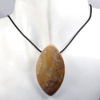 versteinerte Koralle | Halskette mit Band oder Silber 925 --- Stein-Größe: 56 x 31 mm Bild 2
