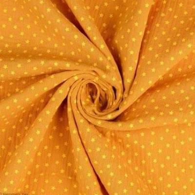 Musselin Double Gauze Baumwolle Sterne ocker - gelb (1m/9,00 €)