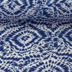 Viskose Mailand, Batikmuster blau auf weiß Bild 1