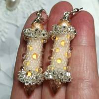 Ohrringe vanille creme pastell gelb Glasperlen an Silber handgemacht Bild 3