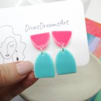 Ohrringe geometrisch, minimalistische Ohrringe aus Fimo, Ohrclips, handgefertigt, Geschenk für Frau Bild 3