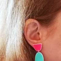 Ohrringe geometrisch, minimalistische Ohrringe aus Fimo, Ohrclips, handgefertigt, Geschenk für Frau Bild 6