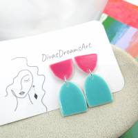 Ohrringe geometrisch, minimalistische Ohrringe aus Fimo, Ohrclips, handgefertigt, Geschenk für Frau Bild 7