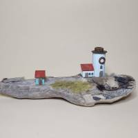 Maritime Deko auf Treibholz mit Leuchtturm, Haus am Meer, shabby style, maritim, Meer, Nordsee, Atlantik, Diorama, Irish Bild 4