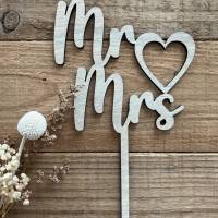 Caketopper „Mr Mrs“ mit Herz, Hochzeit, Verlobung, Valentinstag Bild 1