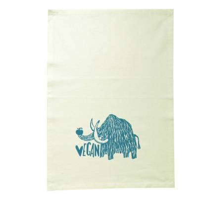 Vegan Mammut. Bio Geschirrtuch. Siebdruck handbedruckt.