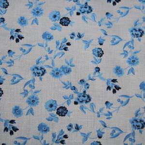 15,70 EUR/m Dirndl-Stoff Blumen blau hellblau auf weiß Baumwollsatin Bild 2