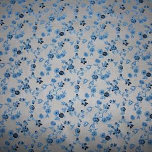 15,70 EUR/m Dirndl-Stoff Blumen blau hellblau auf weiß Baumwollsatin Bild 4