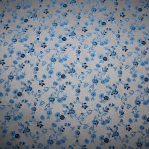15,70 EUR/m Dirndl-Stoff Blumen blau hellblau auf weiß Baumwollsatin Bild 5
