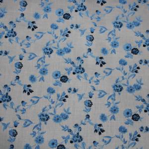 15,70 EUR/m Dirndl-Stoff Blumen blau hellblau auf weiß Baumwollsatin Bild 6