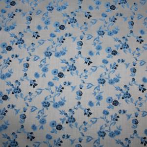 15,70 EUR/m Dirndl-Stoff Blumen blau hellblau auf weiß Baumwollsatin Bild 7