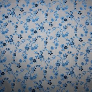 15,70 EUR/m Dirndl-Stoff Blumen blau hellblau auf weiß Baumwollsatin Bild 9
