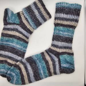 Socken handgestrickt, Größe 45/46 handgestrickte Socken, Stricksocken , Socken zum Übergang, kuschelige Wollsocken,  Han Bild 5