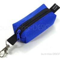 Schlüsselanhänger Minitasche ROYALBLAU blau Reißverschluß schwarz, Kosmetik Inhalator Kopfhörer, by BuntMixxDESIGN Bild 1