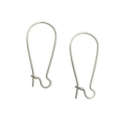 1 Paar Kidney-Ohrhaken aus Eisen, rhodiniert (blei- und nickelfrei): 11x24mm, 