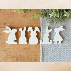 Hasenbande / Hasenfamilie im 5er-Set aus Keramikgießmasse | Osterhasen | Osterdeko Bild 1
