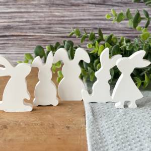Hasenbande / Hasenfamilie im 5er-Set aus Keramikgießmasse | Osterhasen | Osterdeko Bild 2