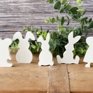 Hasenbande / Hasenfamilie im 5er-Set aus Keramikgießmasse | Osterhasen | Osterdeko Bild 4