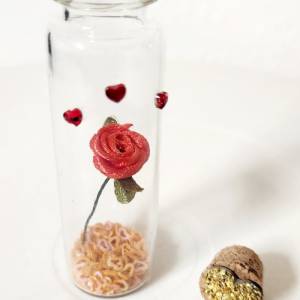Mini Rose im Glas, Flaschenpost, Muttertag, Glaskuppel, Miniatur, Liebe, Geschenk für Sie, Geschenk, Geburtstagsgeschenk Bild 1